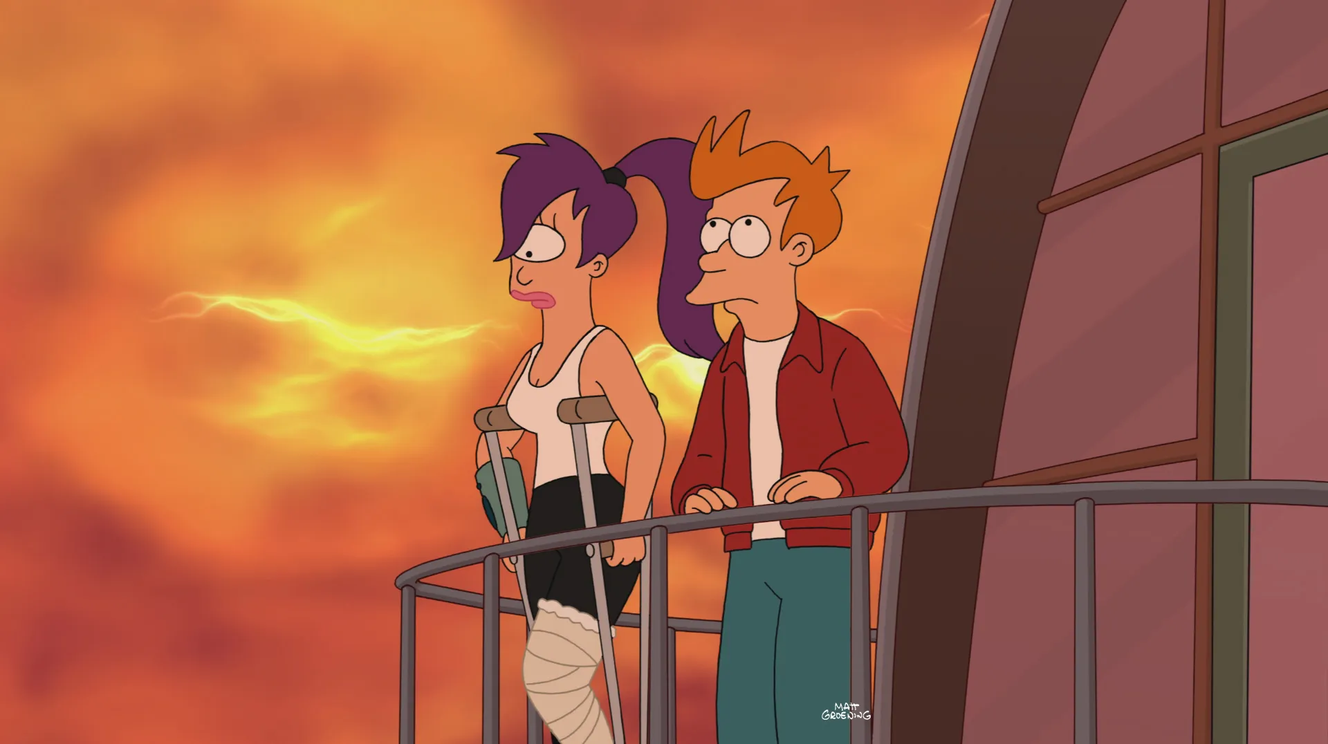 Fry und Leela beschäftigen sich in der zweiten Folge der siebten Staffel von Futurama mit einer alten Prophezeiung über den Weltuntergang.